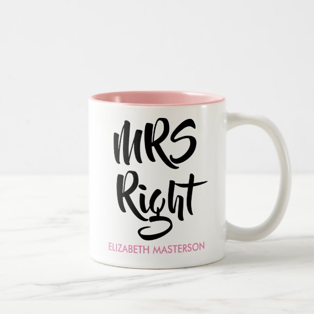 Caneca De Café Em Dois Tons Sra Certa Seu Nome Diversão (Direita)