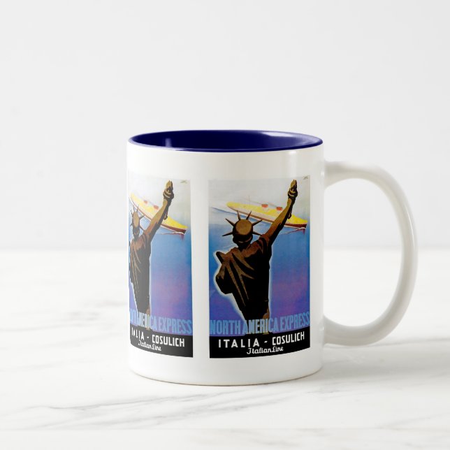 Caneca De Café Em Dois Tons ss Rex Passando Estátua da Liberdade (Direita)