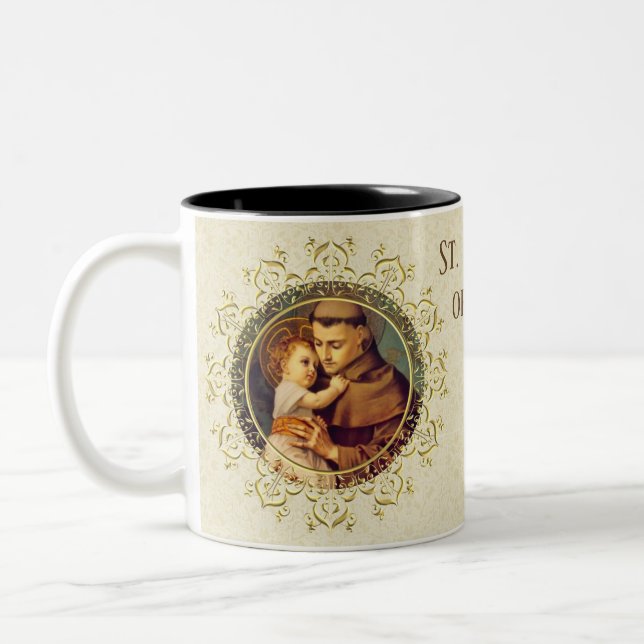 Caneca De Café Em Dois Tons St Anthony do bebê Jesus de Pádua (Esquerda)