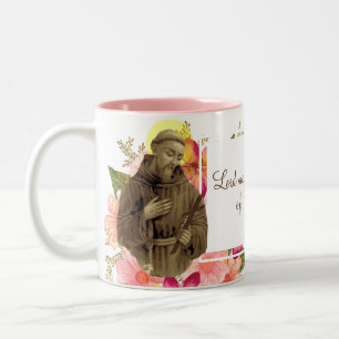 Caneca De Café Em Dois Tons St Francis do amante de Assisi da paz dos animais