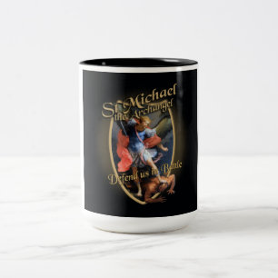 CANECA DE CAFÉ EM DOIS TONS ST MICHAEL O ARCANJO DEFENDE E.U. NA BATALHA