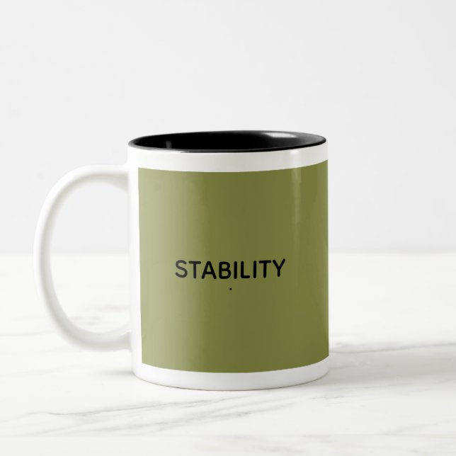 Caneca De Café Em Dois Tons Stability Calm Olive Green Motivational Minimal  (Esquerda)