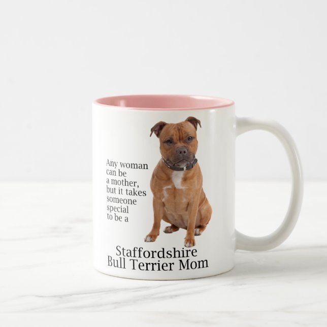 Caneca De Café Em Dois Tons Staffie Mãe Mug (Direita)