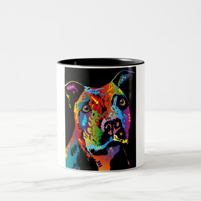 Caneca De Café Em Dois Tons Staffordshire Bull Terrier (Centro)