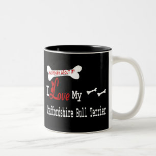 Caneca De Café Em Dois Tons Staffordshire Bull Terrier (I Love)