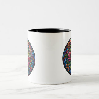 Caneca De Café Em Dois Tons Stained Glass Floral Mug 