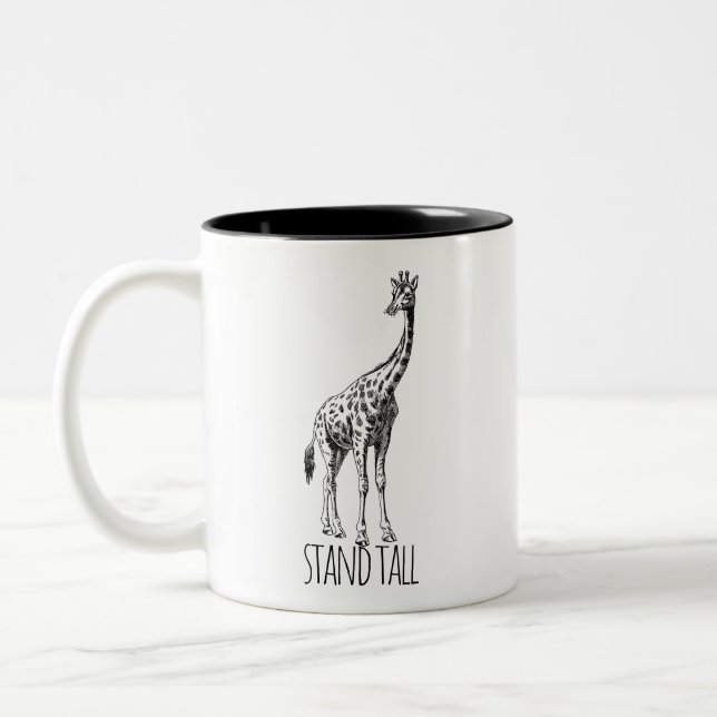 Caneca De Café Em Dois Tons Stand Tall Graceful Giraffe (Esquerda)