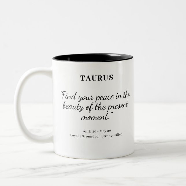Caneca De Café Em Dois Tons Star Power: Taurus Astrology Mug (Esquerda)
