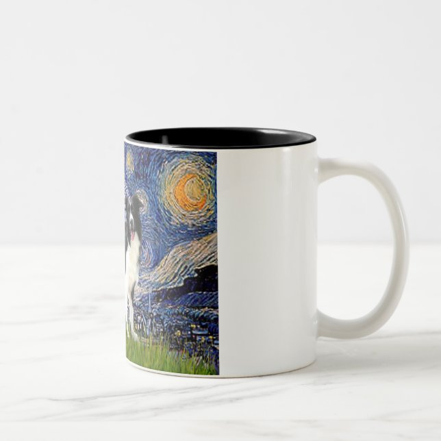 Caneca De Café Em Dois Tons Starry Night - Border Collie (Z) (Direita)