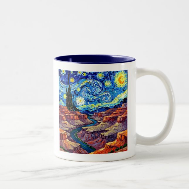 Caneca De Café Em Dois Tons Starry Night Grand Canyon Arizona (Direita)