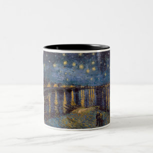 Caneca De Café Em Dois Tons Starry Night Over Rhone River por Vincent Van Gogh