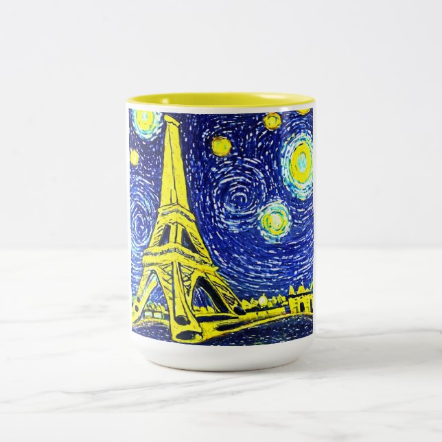 Caneca De Café Em Dois Tons Starry Night Paris França (Centro)