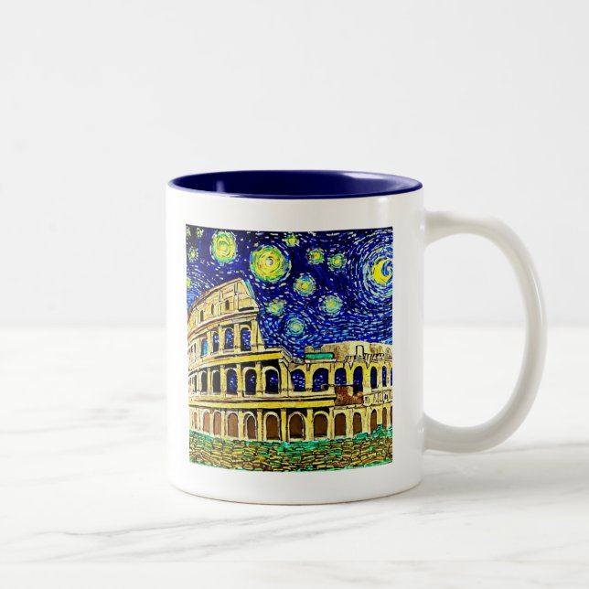 Caneca De Café Em Dois Tons Starry Night Roma Itália (Direita)