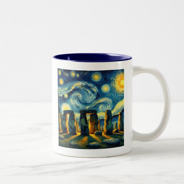 Caneca De Café Em Dois Tons Starry Night Stonehenge (Direita)