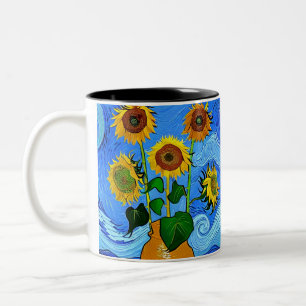 Caneca De Café Em Dois Tons Starry Sunflower Night