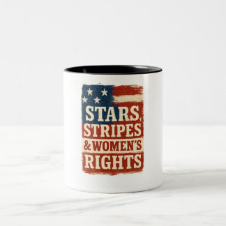 Caneca De Café Em Dois Tons Stars, Stripes & Women’s Rights Distressed Flag