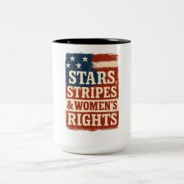 Caneca De Café Em Dois Tons Stars, Stripes & Women’s Rights Distressed Flag