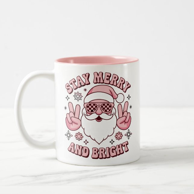 Caneca De Café Em Dois Tons Stay Merry And Bright Christmas Ugly Xmas  (Esquerda)