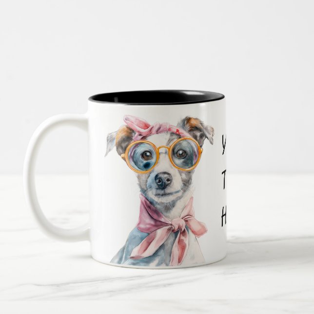 Caneca De Café Em Dois Tons Stay Pawsitive – Quirky Pup Edition (Esquerda)