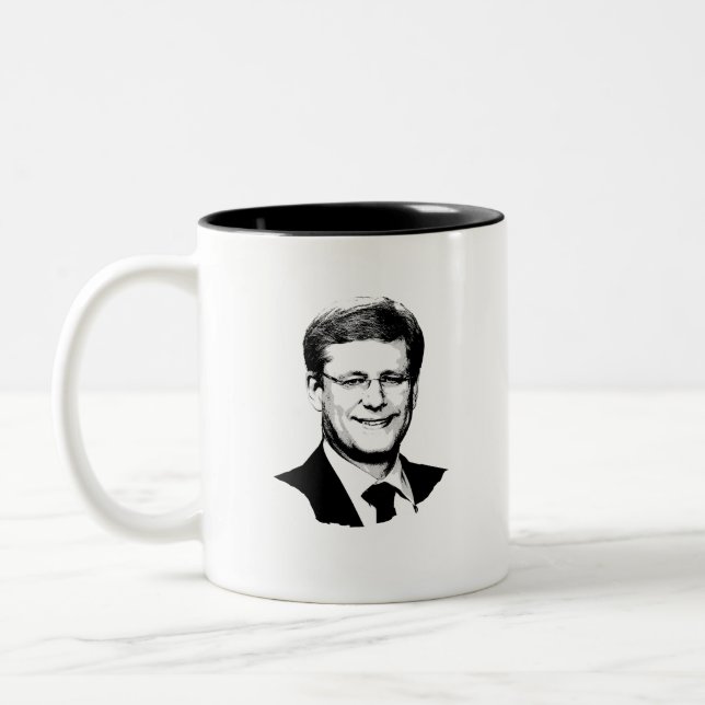 Caneca De Café Em Dois Tons Stephen Harper enfrenta (Esquerda)