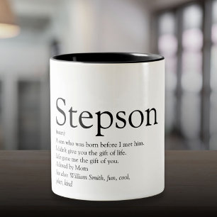 Caneca De Café Em Dois Tons Stepson Modern Black and White Definition