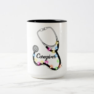 Caneca De Café Em Dois Tons Stethoscope Com Luzes De Natal Enfermeira De Natal