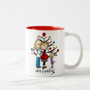 Caneca De Café Em Dois Tons Stick Figures Expectativa Parente Girl