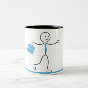 Caneca De Café Em Dois Tons Stickman Funcionário Caminhando Design Mug
