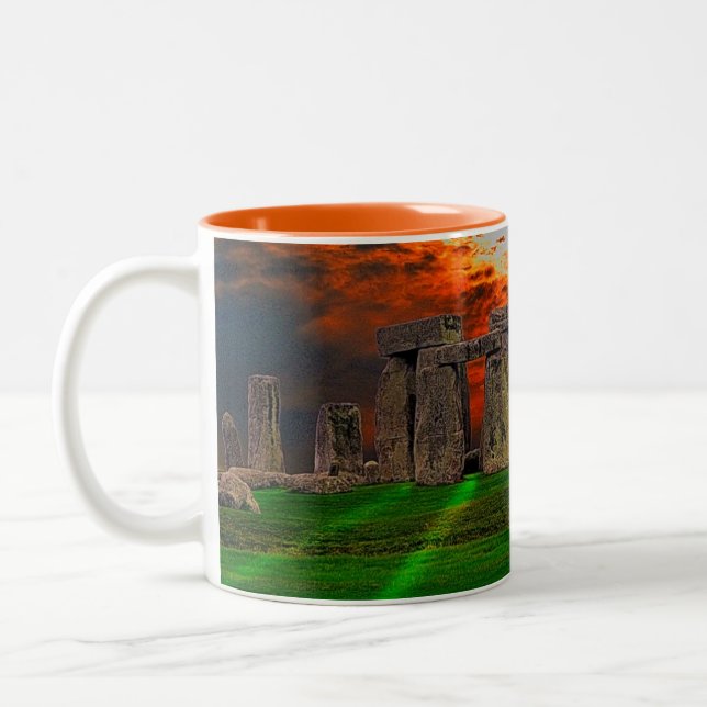 Caneca De Café Em Dois Tons Stonehenge Celtic Standstone Stones na Grã-Bretanh (Esquerda)