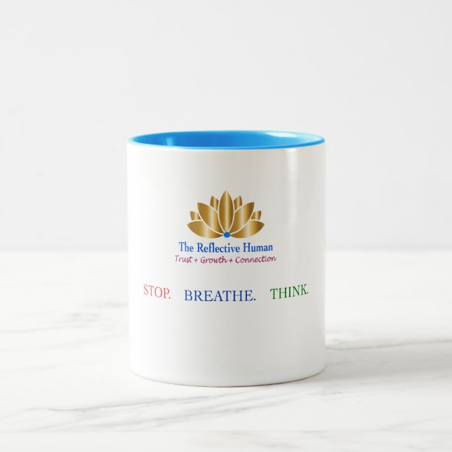 Caneca De Café Em Dois Tons Stop Breathe Think Mug (Centro)