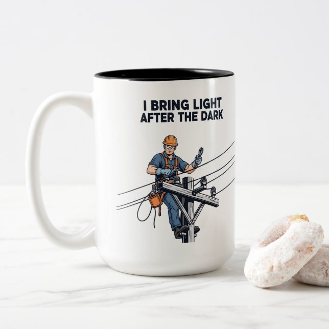 Caneca De Café Em Dois Tons Storm Restoration Lineman Gift (Com Donut)