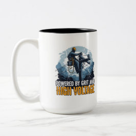 Caneca De Café Em Dois Tons Storm Restoration Lineworker High Voltage Storm 