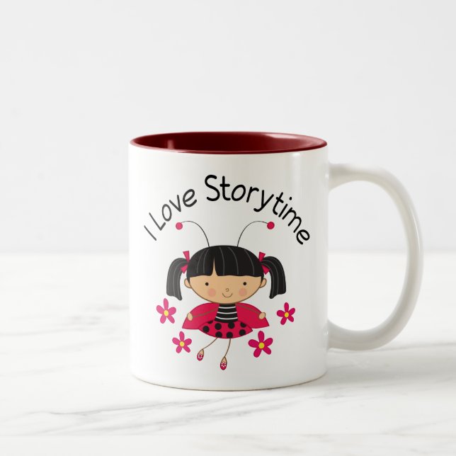 Caneca De Café Em Dois Tons Storytime que lê o presente vermelho do (Direita)