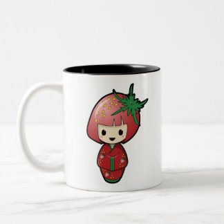 Caneca De Café Em Dois Tons Strawberry Kokeshi Doll Two-Tone Mug