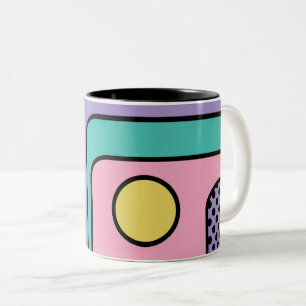 Caneca De Café Em Dois Tons Streamline Moderne Estilo Retroativo Geométrico De