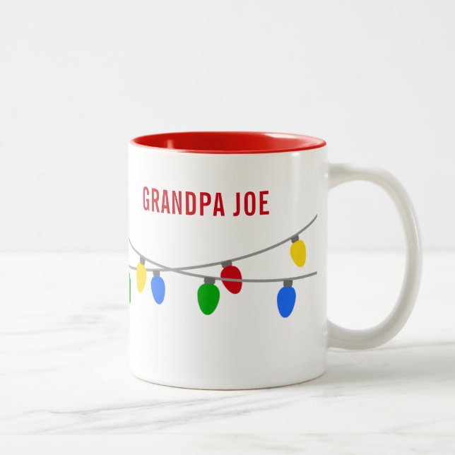 Caneca De Café Em Dois Tons String de Natal das Luzes | Personalizado (Direita)