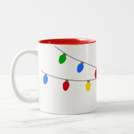Caneca De Café Em Dois Tons String de Natal das Luzes | Personalizado