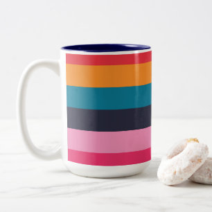 Caneca De Café Em Dois Tons Stripes Coloridas
