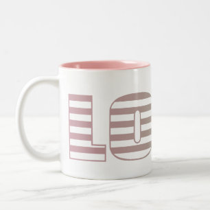 Caneca De Café Em Dois Tons Stripes de amor rosa e Limão