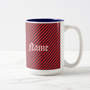 Caneca De Café Em Dois Tons Stripes Diagonais Finas Vermelhas Pretas
