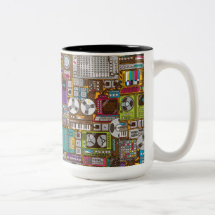 Caneca De Café Em Dois Tons Studio Mug de Gravação de Dispositivos Retroativ