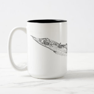 Caneca De Café Em Dois Tons SU 25 Esboço do Plano Frogfoot soviético Grach