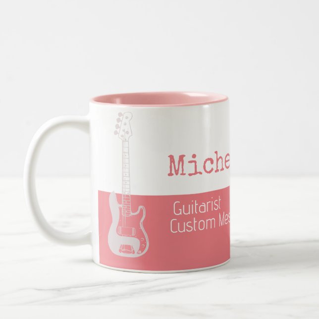 Caneca De Café Em Dois Tons sua profissional (guitarrista) metade-rosa metade- (Esquerda)