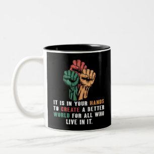 Caneca De Café Em Dois Tons Suas mãos Criam melhor história negra mundial mês