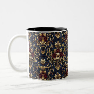 Caneca De Café Em Dois Tons Suavização Floral Barroca Gilded