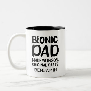 Caneca De Café Em Dois Tons Substituição Bionica Do Joelho Do Pai Fique Bem Em