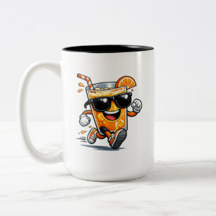 Caneca De Café Em Dois Tons Suco de Laranja Correndo