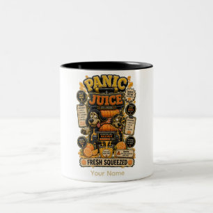 Caneca De Café Em Dois Tons Suco do Pânico Espremido Fresco Planilha Divertida