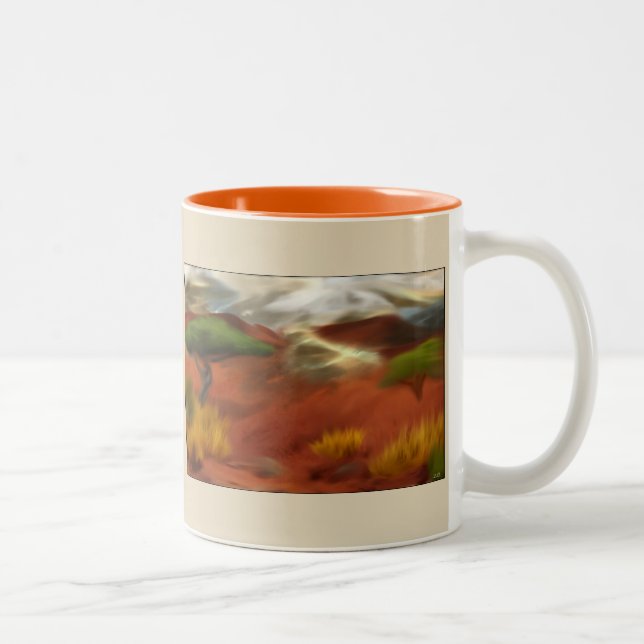 Caneca De Café Em Dois Tons Sudoeste Desert Sunrise Abstrato Art (Direita)