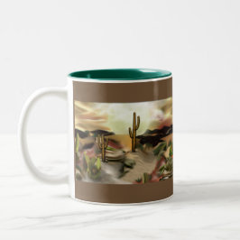 Caneca De Café Em Dois Tons Sudoeste Desert Sunrise Abstrato Art